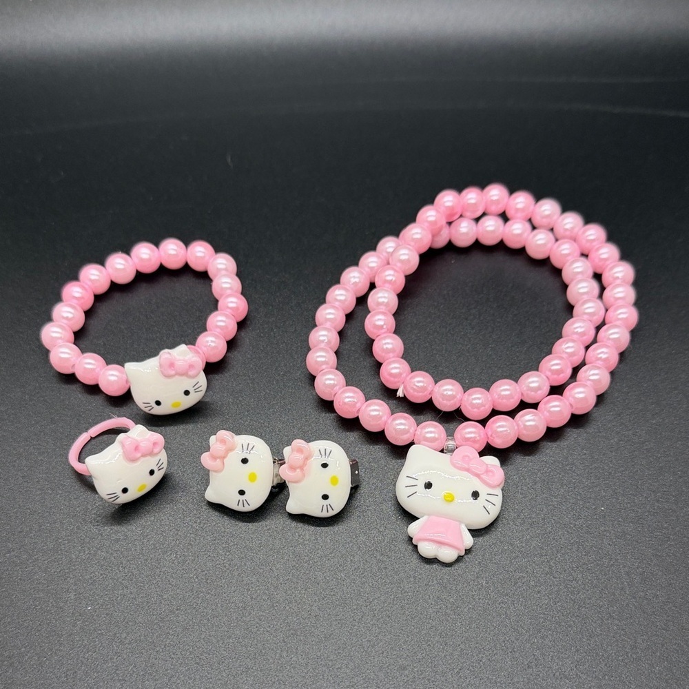 Hello Kitty Pink Beaded Jewelry Set for Kids